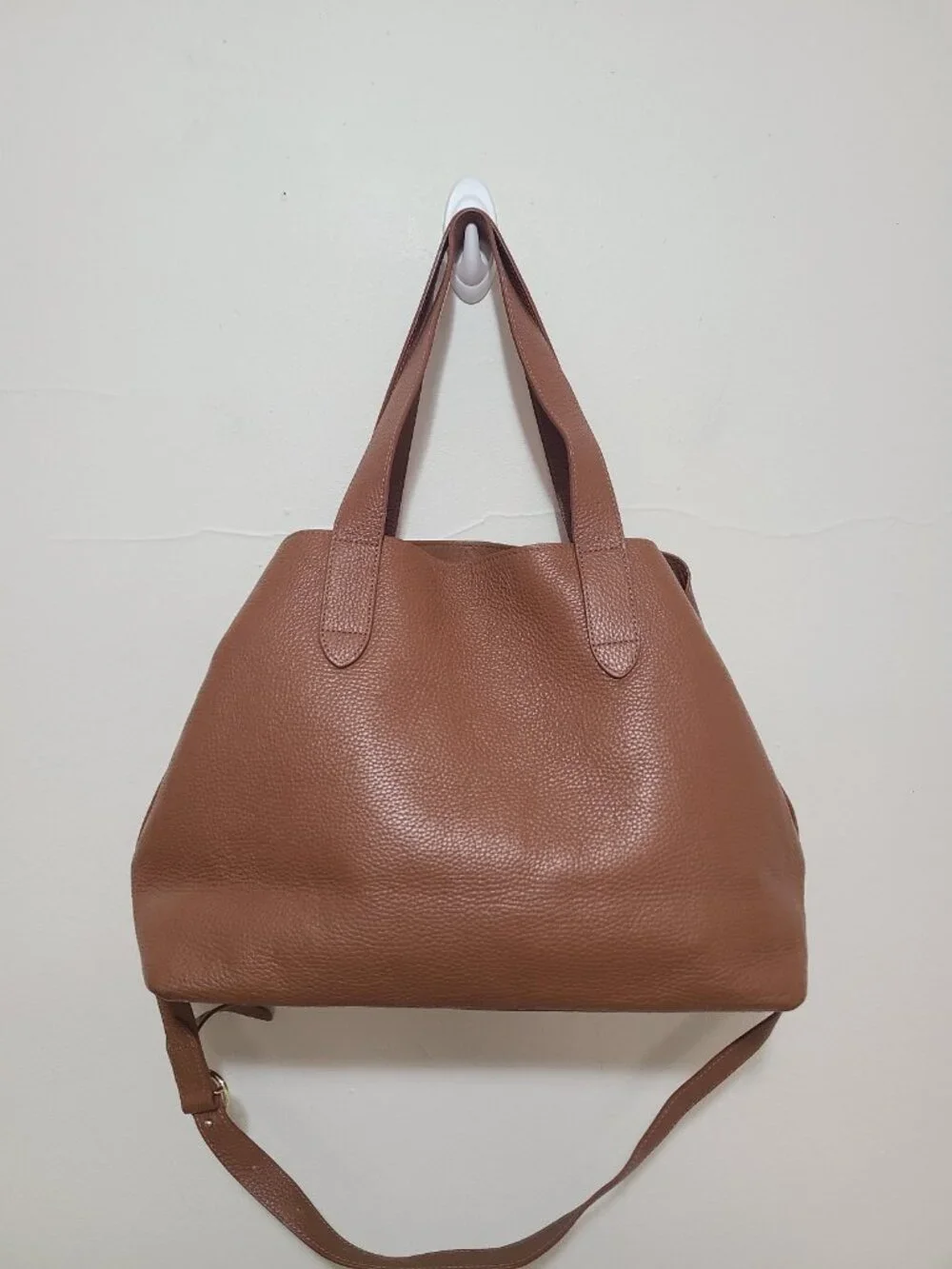 Cuyana Zippered Satchel Brown Pebble Leather